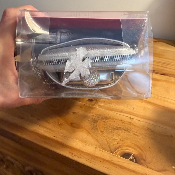 NANETTE LEPORE HOLIDAY PARTY RHINESTONE FLASK & SPARKLE Bag Purse SILVER NIB - Picture 8 of 8